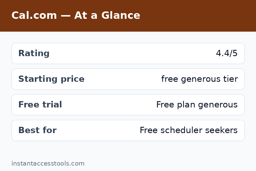 Cal.com free plan features unlimited event types scheduling — Cal.com Review